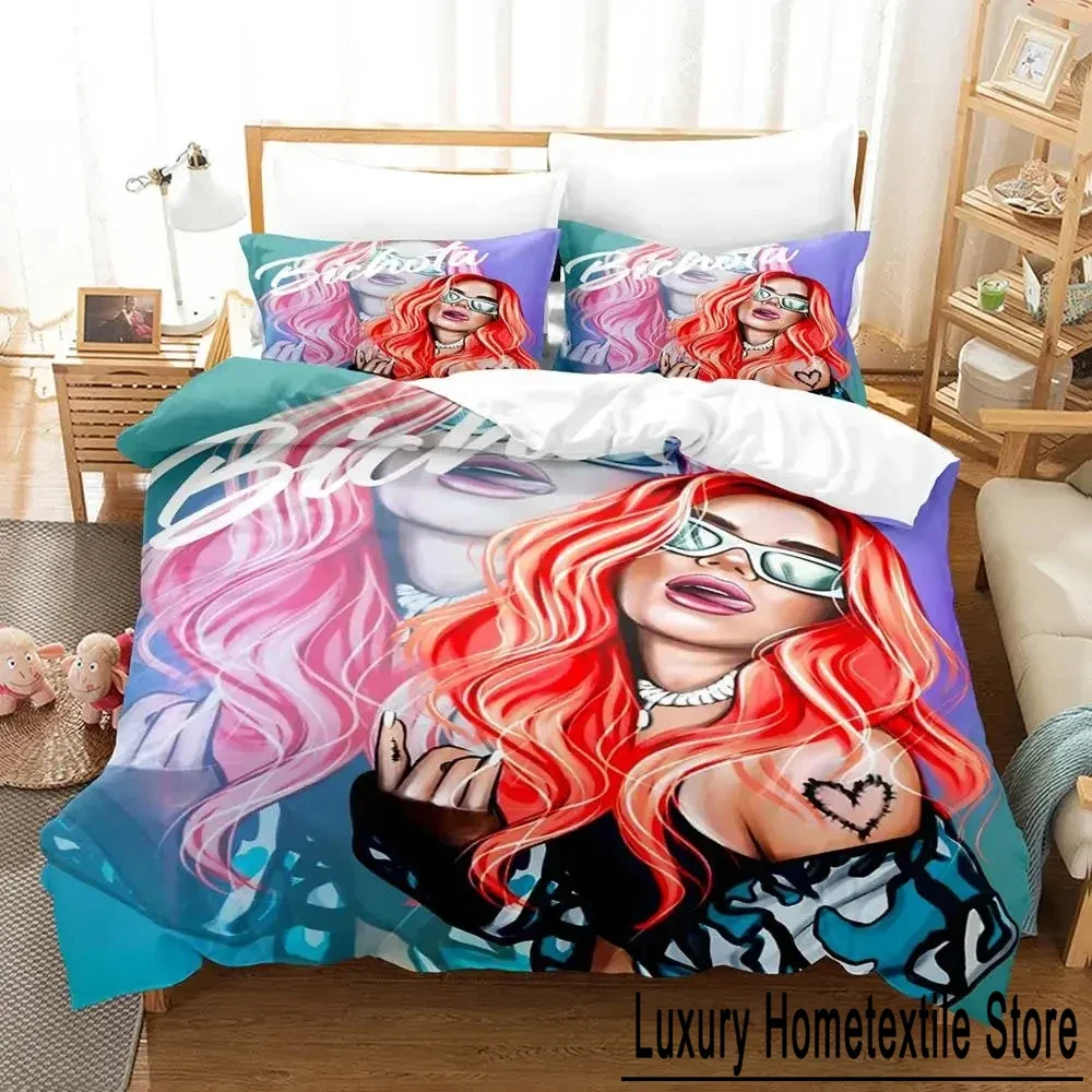 3D Print Singer Karol G Bedding Set Duvet Cover Bed Set Quilt Cover Pillowcase Comforter king Queen Size Boys Adult Bedding Set