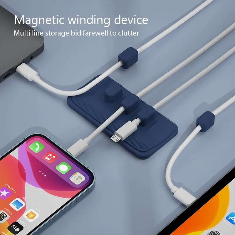 Imagem -06 - Magnetic Mouse Wire Organizer Desktop Cabo Clip Protector Cord Row Plug Auto-adesivo Fixo Usb Charging Line Holder em 1