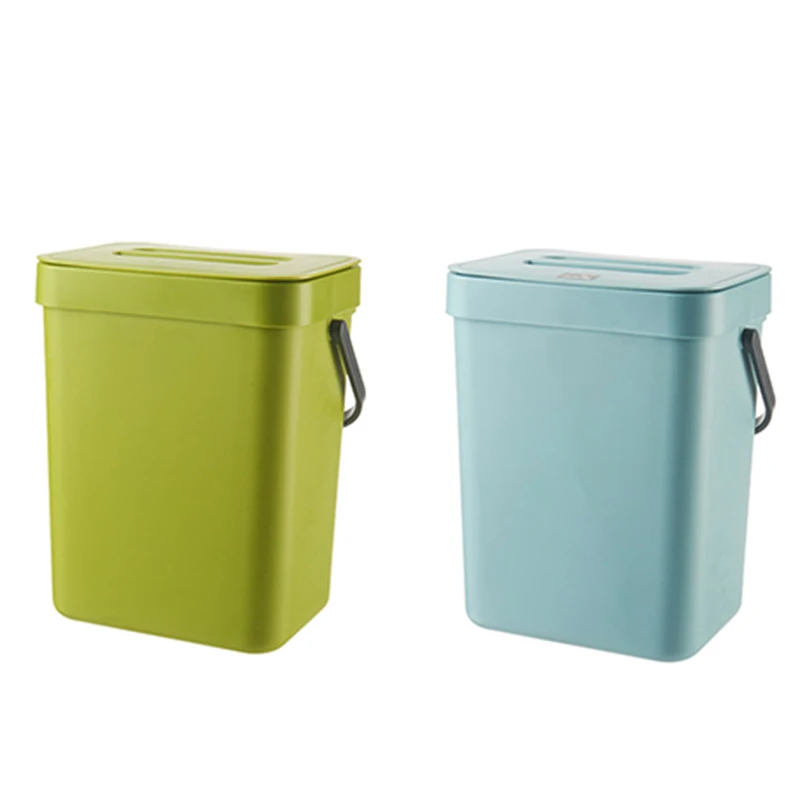 5L Hanging Trash Can with Lid Under Sink for Kitchen Food Waste Bin Compost Bin Wall Mounted Storage Bucket Garbage Bin