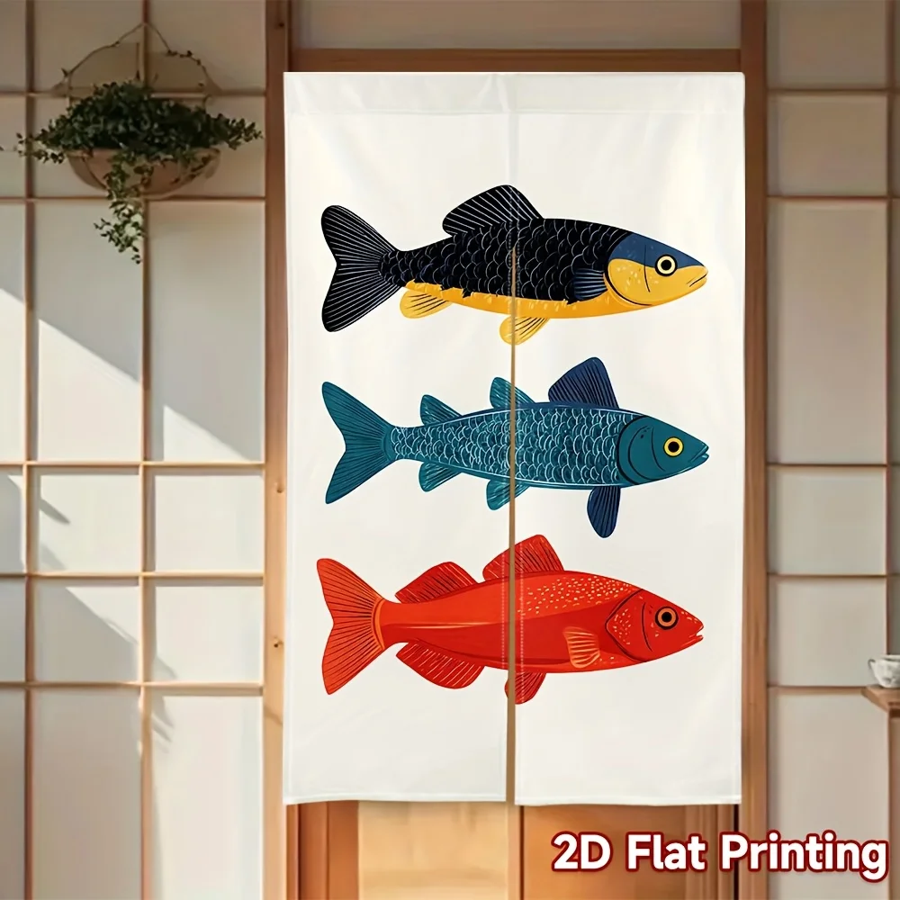 Koi Fish Noren Curtain – Colorful Carp Design, Traditional Japanese Style, Machine Washable, for Doorway or Room Decor
