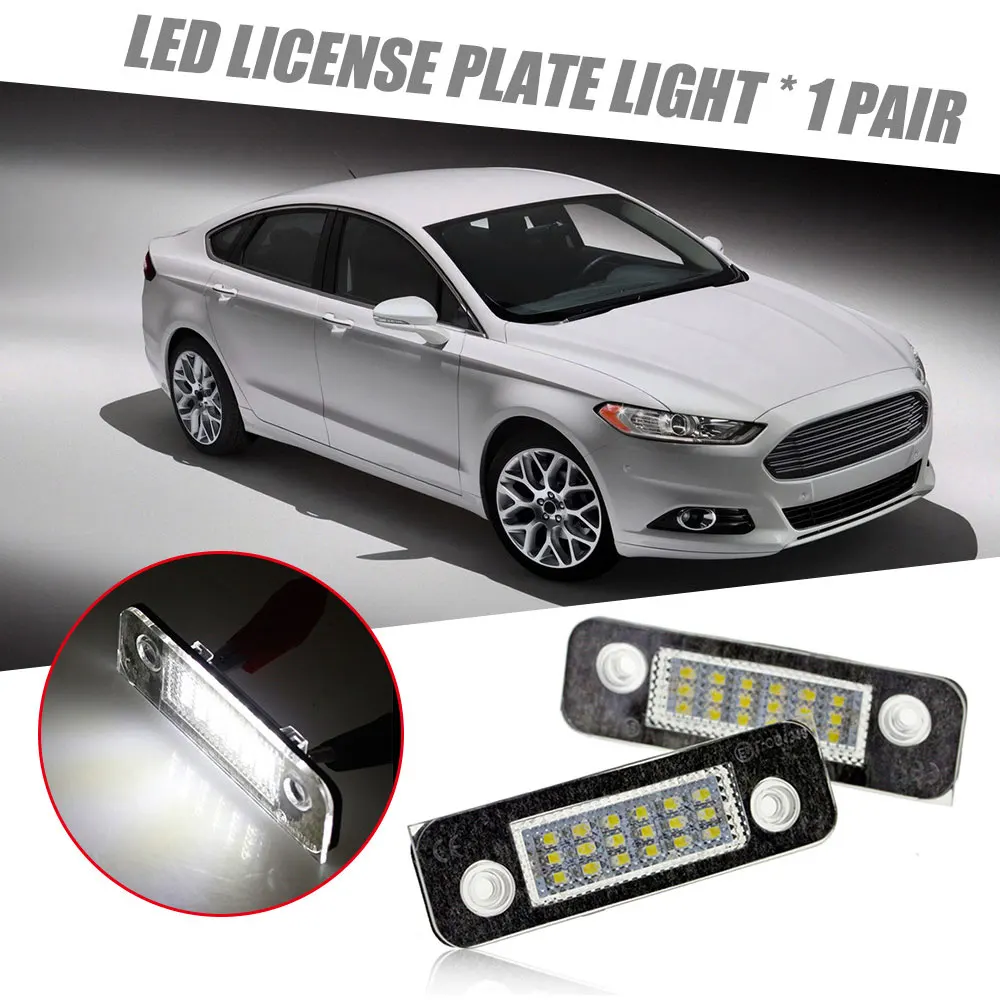 2PCS 12VLED Number Plate Lights For Ford Fiesta Mk6 ST Zetec S ZS Ice White Mondeo Mk2