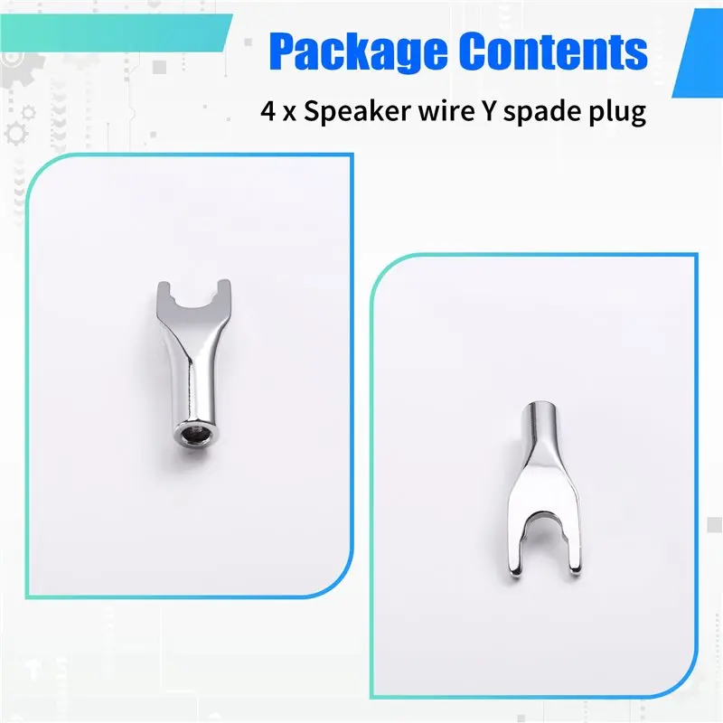 Hot-Non-Magnetic 4Pcs Speaker Wire Y Spade Splitter Plug U Fork Amp Connectors Easy Installation No Welding