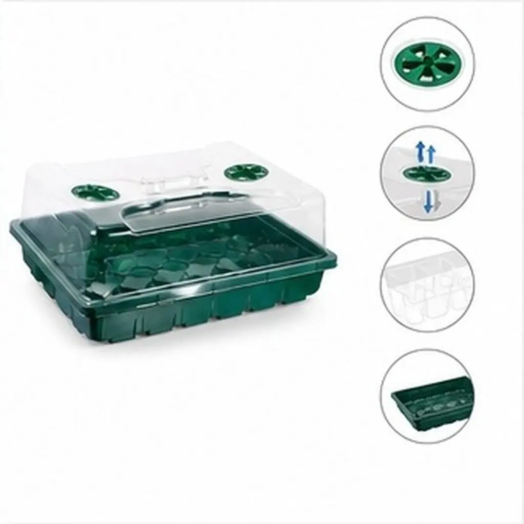 1Set Large Planting Germination Tray Propagator with Height Extender Adjustable Ventilation Hydroponic Nursery Pot Sprouter
