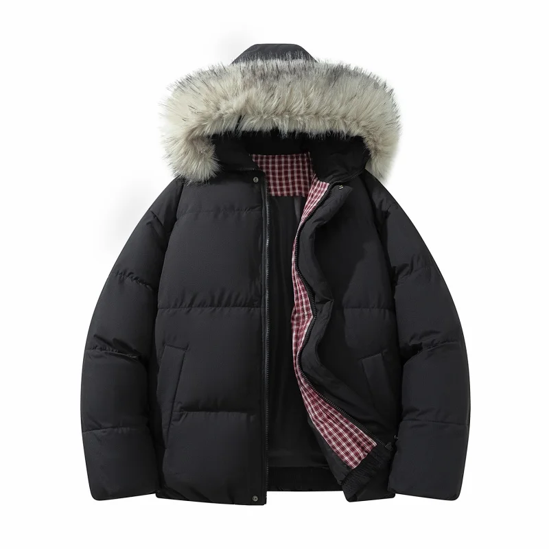 سترات شتوية بقلنسوة من الفرو للرجال سترات رجالية مقاومة للرياح والثلج سترات نسائية بلون سادة معاطف سترة بقلنسوة ملابس خارجية للزوجين الأمريكيين