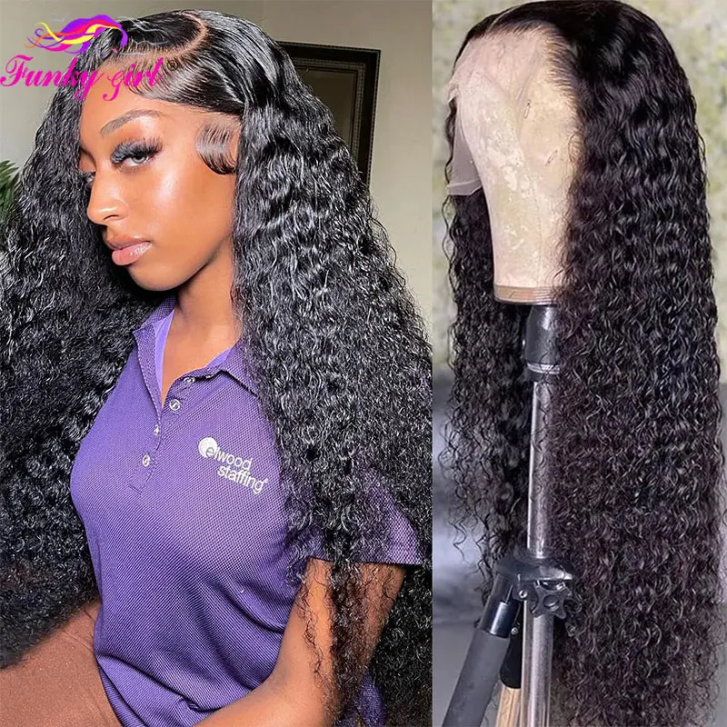 250% Density Water Wave Human Hair Wig 13x4 Curly Wave Lace Frontal Wigs Brazilian 34inch Remy Hair Wig For Women Deep Curly Wig