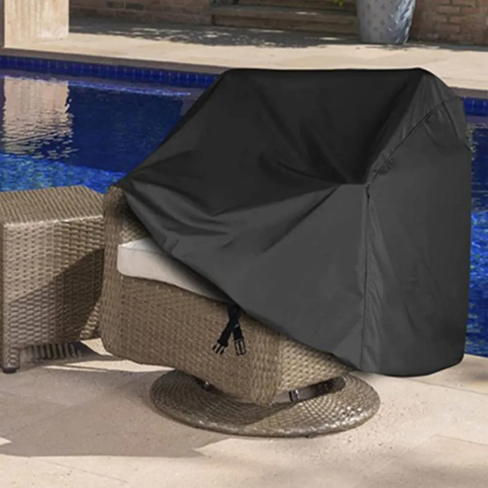 Outdoor Patio Rocking Chair Cover 210D Oxford Fabric Waterproof Swivel Leisure Chair Protector Adjustable Strap Secure Fit All