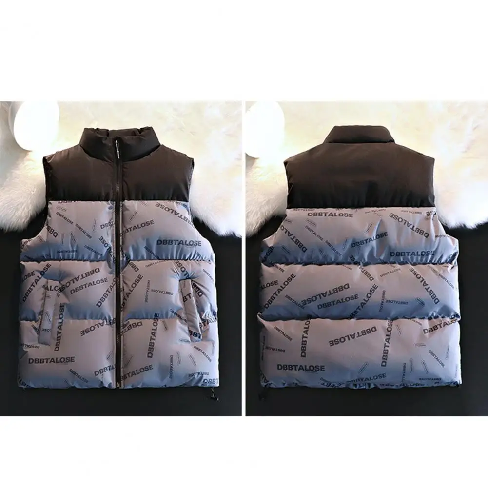 

Winter Thick Vest Warm Waistcoat Cozy Winter Vest with Stand Collar Resistant Design Zip Up Pockets for Outdoor Activities