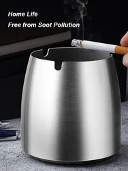 Stainless Steel Tabletop Ashtray Windproof with Lid Cigarette Ashtray Large Capacity Odorless Ash Tray for Indoor Or Outdoor Use