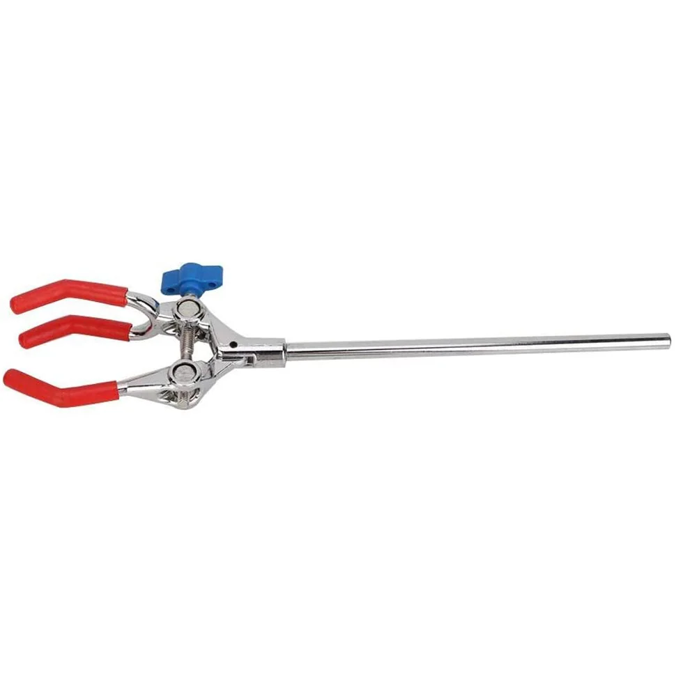 ABLG & Lab Clamp 28cm 3 Prong Finger Style Rubber-Coated Head Laboratory Clamp Multifunctional Condenser Beaker Extension Clamp