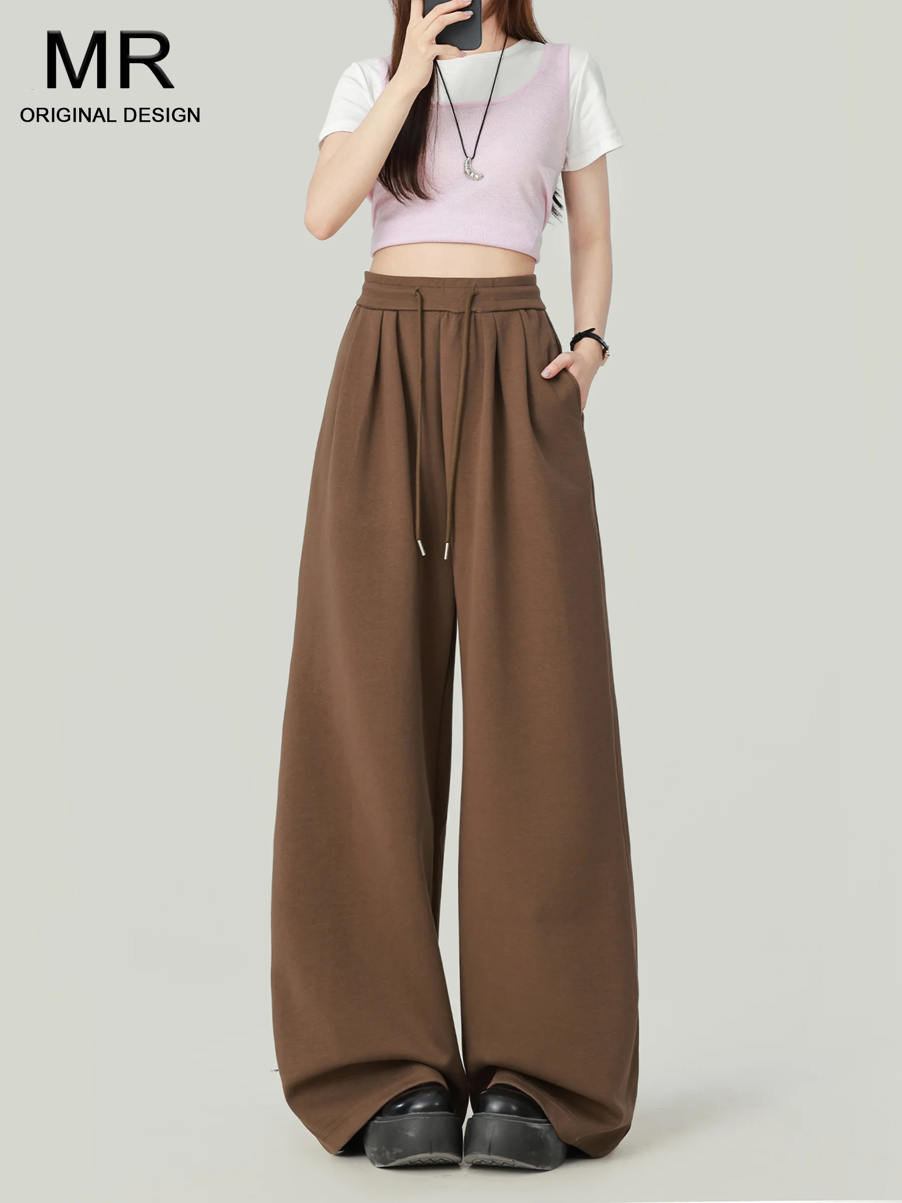 

American Style High Waist Wide Leg Casual Pants Women's Loose Fit Straight Loose Pants Autumn Early New Style Lazy Style