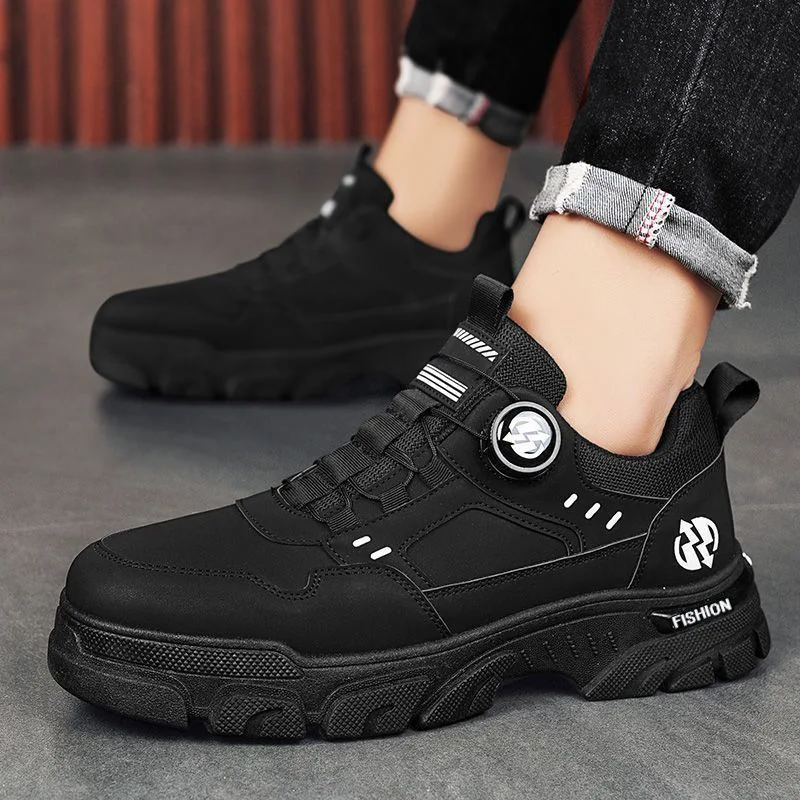 Men's Mountaineering Short Boots 2026 Fashion Retro Rotating Button High Top Thick Sole Sports Shoes Outdoor Travel Casual Shoes