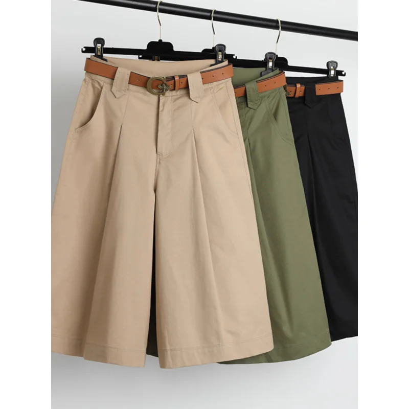 سراويل واسعة الساق مصممة للنساء، سراويل من سبع نقاط، سراويل صيفية رفيعة عالية الخصر عصرية ومتعددة الاستخدامات للتخسيس فضفاضة #1