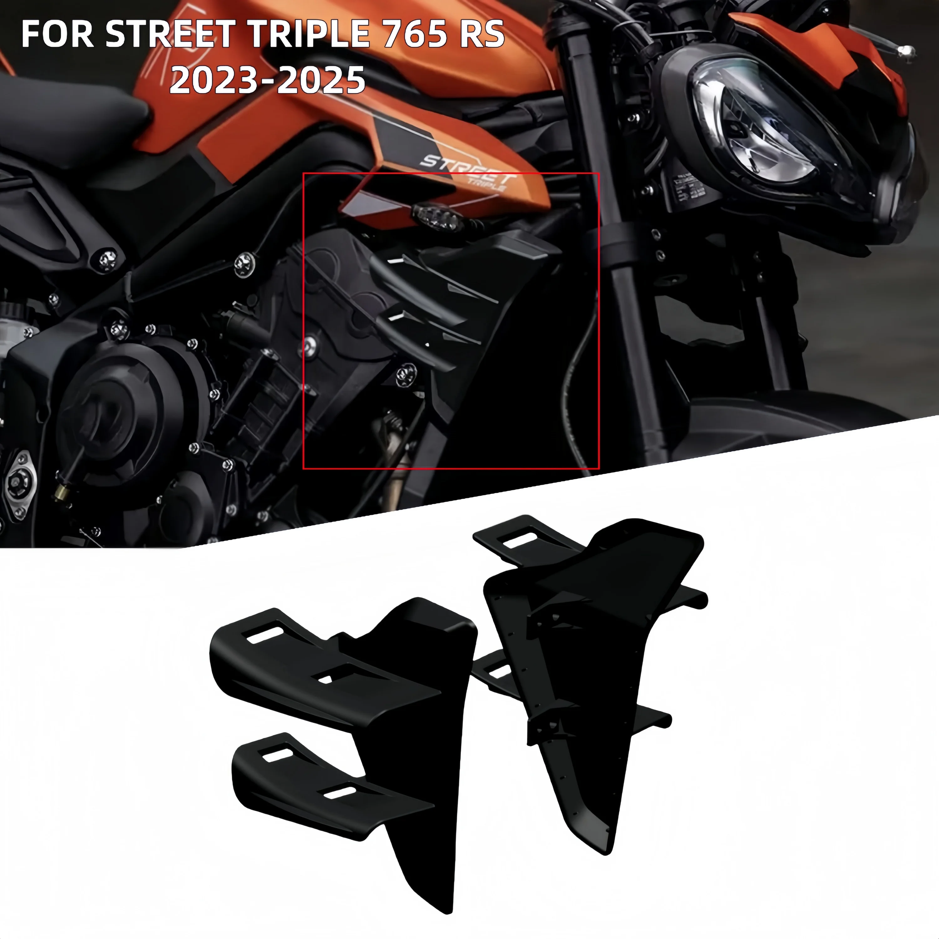 

For Triumph Street Triple 765 RS 2023-2025 Front spoiler Lower spoiler flank 765R 765RS Side Wing Side spoiler FRONTAL SPOILERS