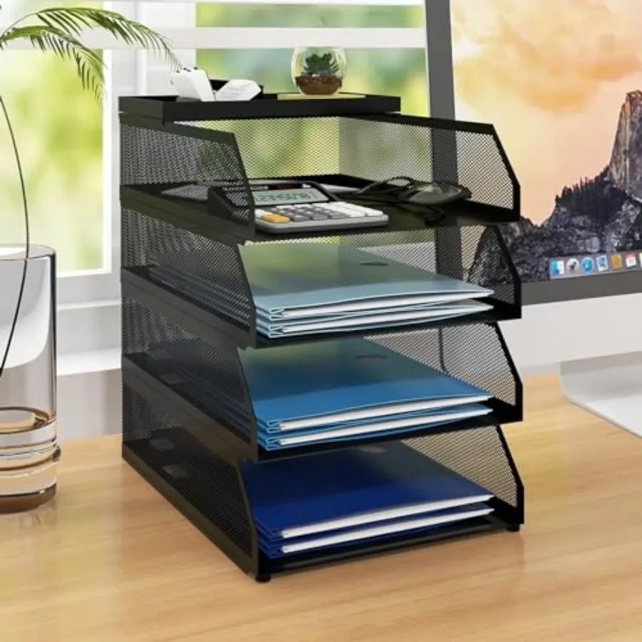 

Paper Organizers, Desk Organizer, Stackable Paper Tray, Desk Accessories, Metal Mesh Desktop Organizer, Letter Trays, File Docu