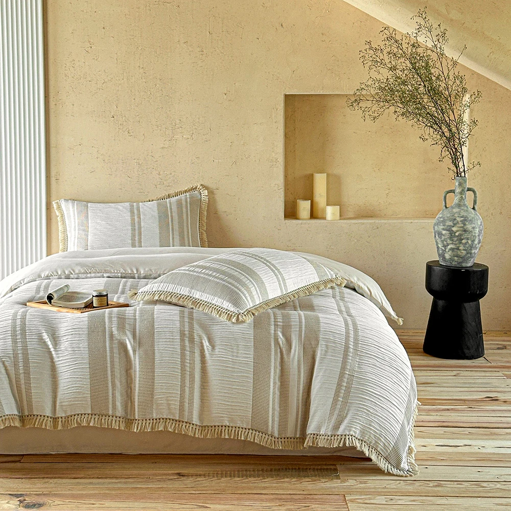 Duvet Cover Bedding Set Winter Twin Full Queen King Size Nordic Quilt Cover 240x220 Double Single Tassel Bed Linen 200x200