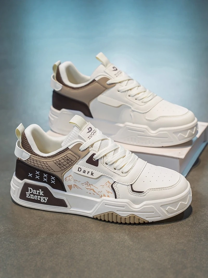 

Men's Casual Shoes Spring Autumn Wear-Resistant Thick Bottom Sports Leisure Versatile Heightening White Sneakers Student Fashion
