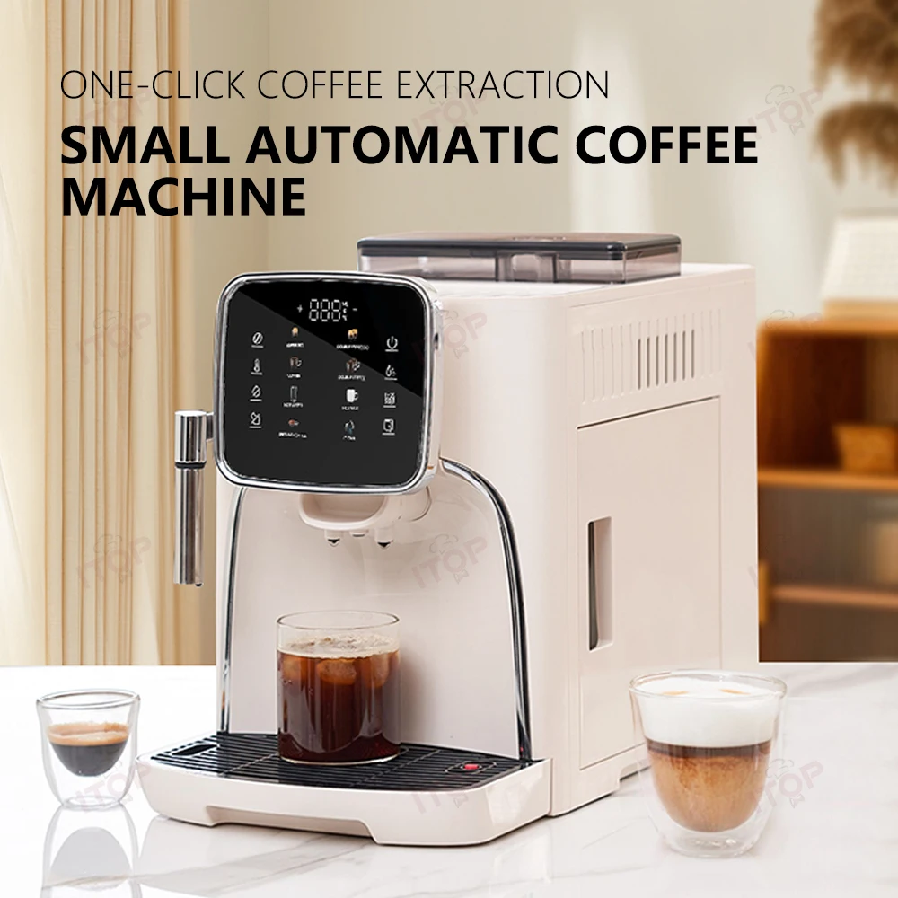 ITOP ACM7U Automatic Coffee Machine with With Milk Frother Touchscreen Intelligent Control 19Bar Espresso and Americano Maker