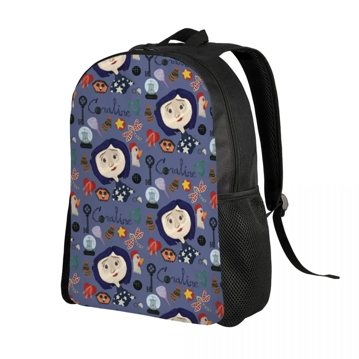 Niestandardowy plecak na Halloween Horror Coraline Mężczyźni Kobiety Moda Bookbag do toreb szkolnych