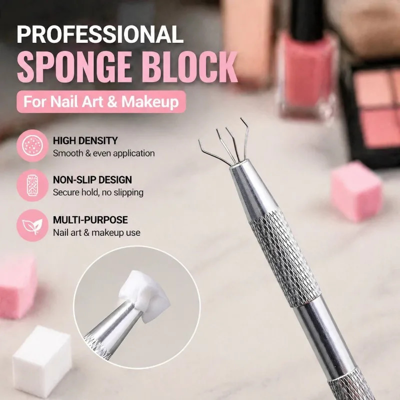 Patting Glue Puff Sponge Hair Claw, Professional Nail Salon Tools, High Density Sponge Block, Anti-slip Blush Makeup Tool