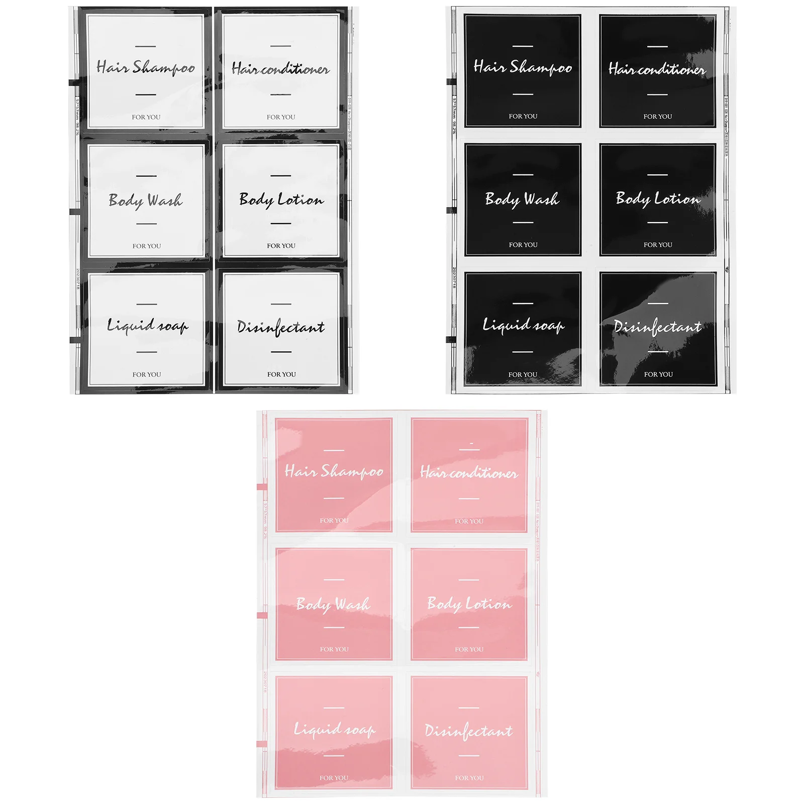 3 Sheets Waterproof Shampoo Labels for Bathroom Bottles Clear Fonts Stickers Glass Plastic Organization
