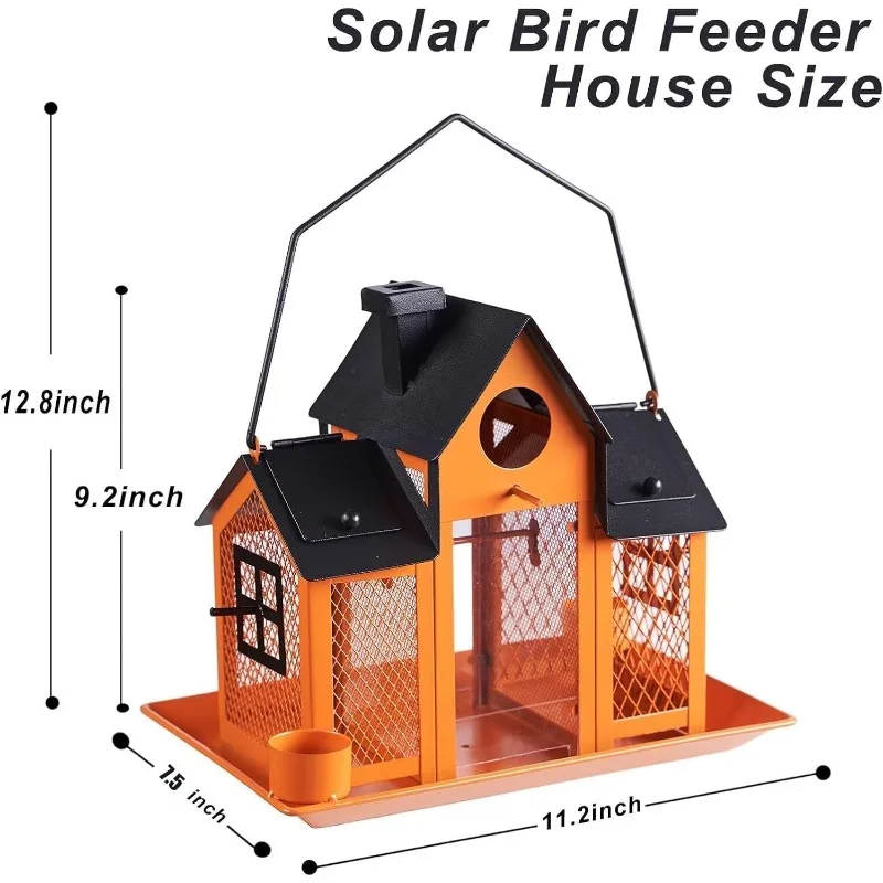 Metal Wild Bird Feeder for Outdoors, Large Cardinal Bird Feeder Birdhouses Orange