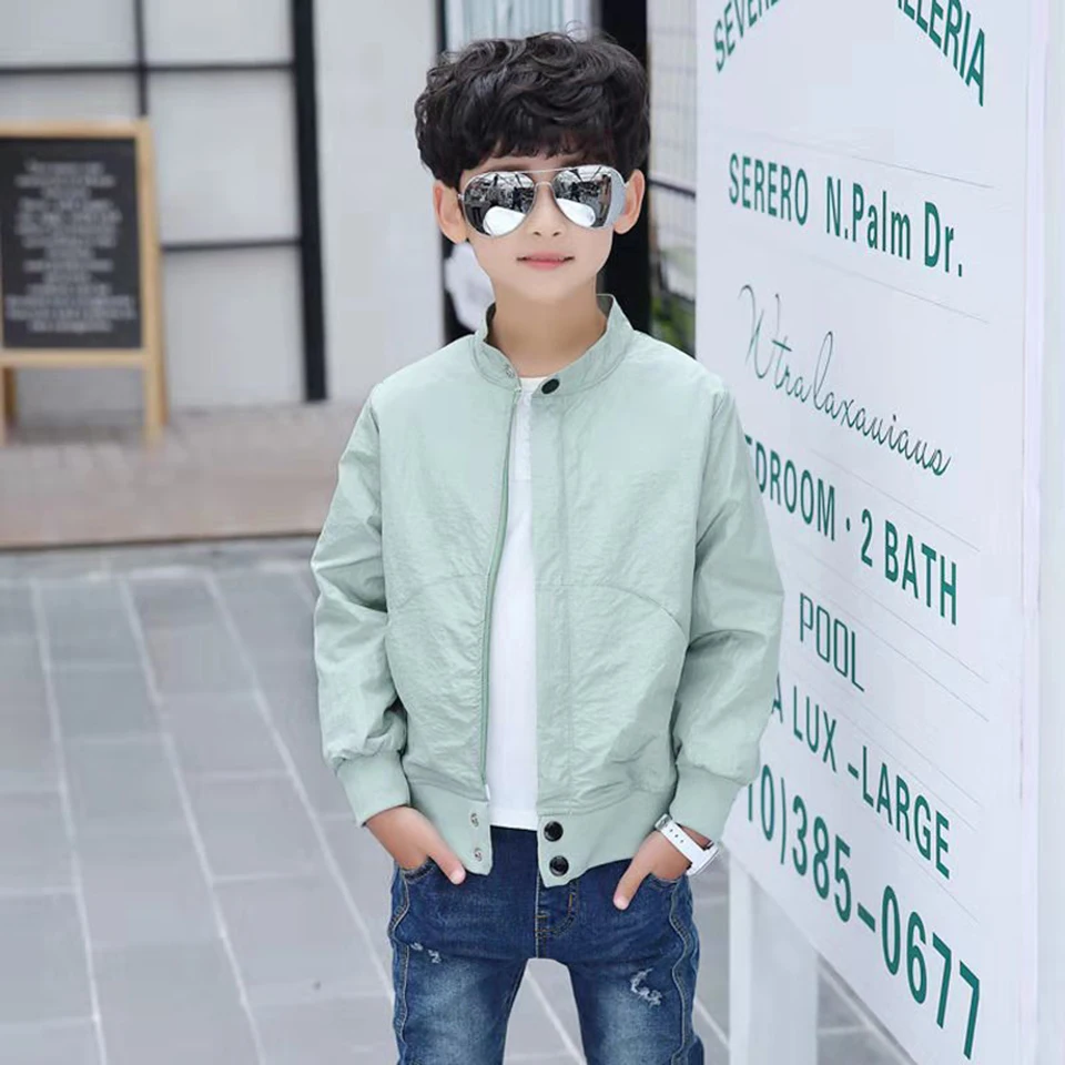 4 5 6 7 8 9 10 11 12 13 Yrs Solid Color Kids Boy Jackets For Spring Autumn Boys Coat 2019 Children Windbreaker Casual Clothes