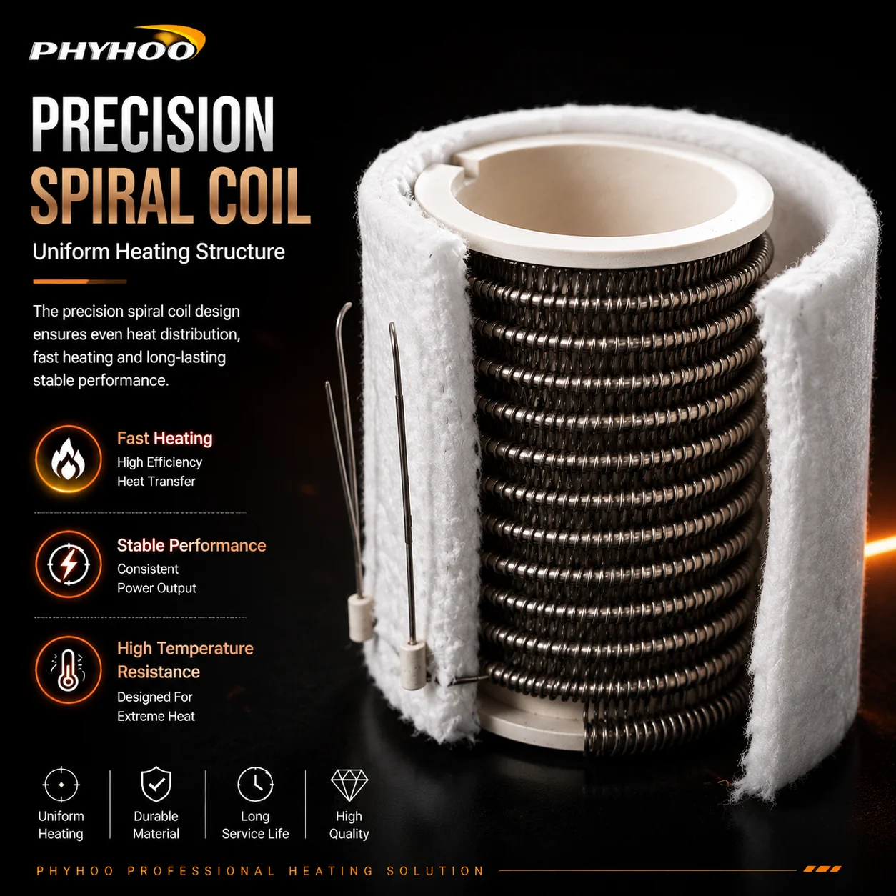 PHYHOO Electric Heating Coil Assembly Kit Jewelry Melting Furnace Ceramic Fiber Insulation Replacement Element Gold Silver