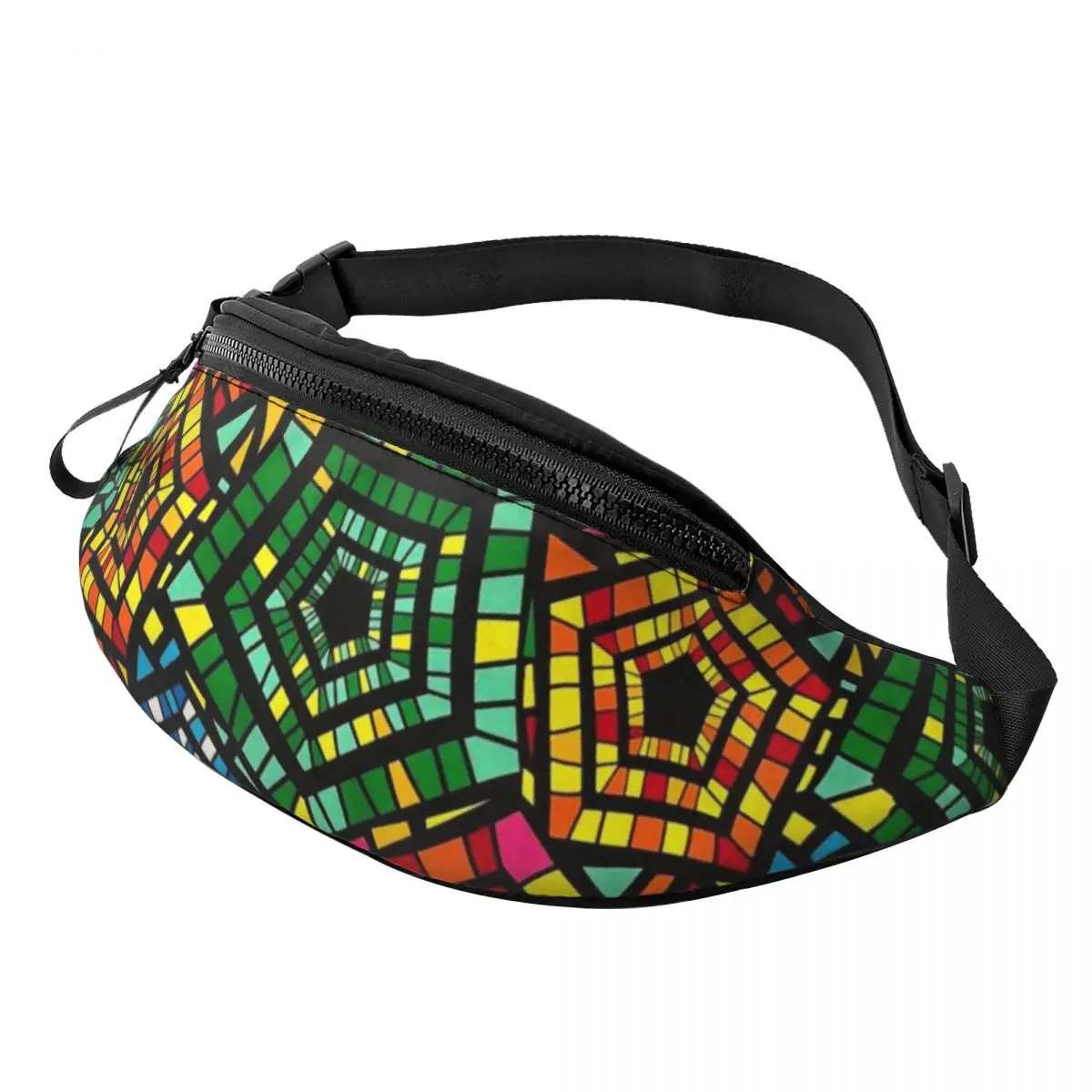 Custom Geometric African Ethnic Tribal Ankara Pattern Fanny Pack Men Women Crossbody Waist Bag for  Cycling Phone Money Pouch