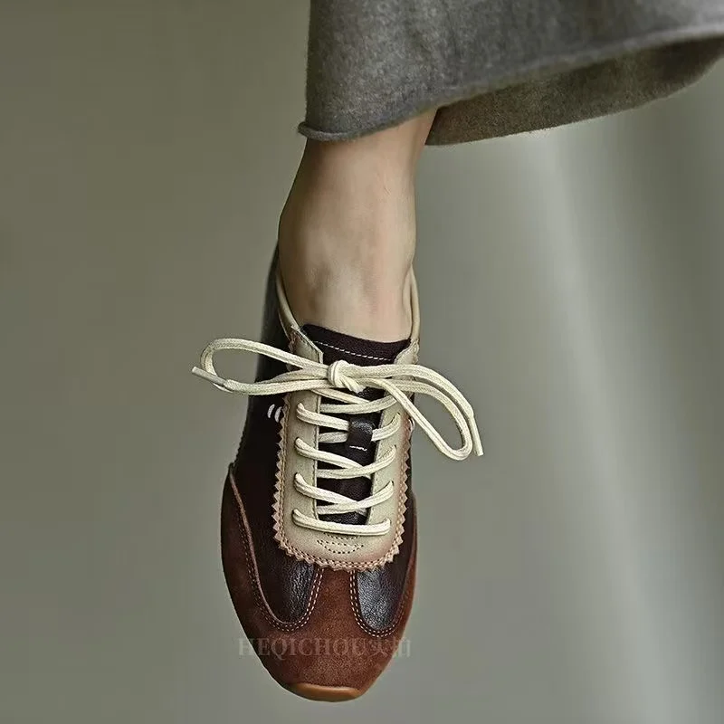German training shoes Womens Genuine leather Twotone Casual sneakers Suede Mens Flats available in multiple colors High quality