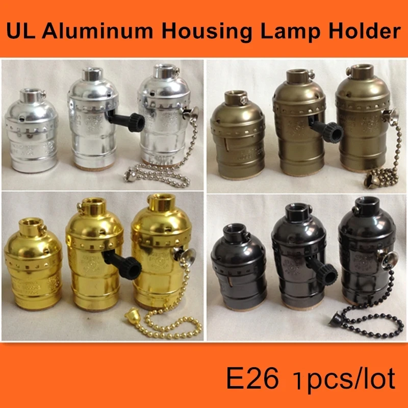 알루미늄 소켓 E26 UL 램프 홀더, 미국 소형 조명 베이스 스위치, DIY 램프 액세서리, 110V, 220V