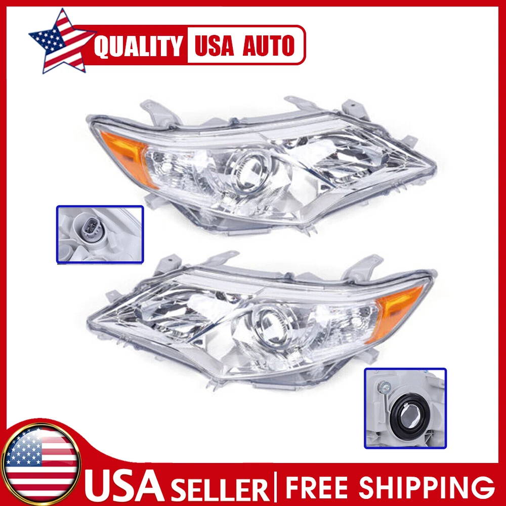 

【1 Pair】 Left + Right Projector Headlights For Toyota Camry 2012 2013 2014 Halogen Headlamps Replacement Bulbs