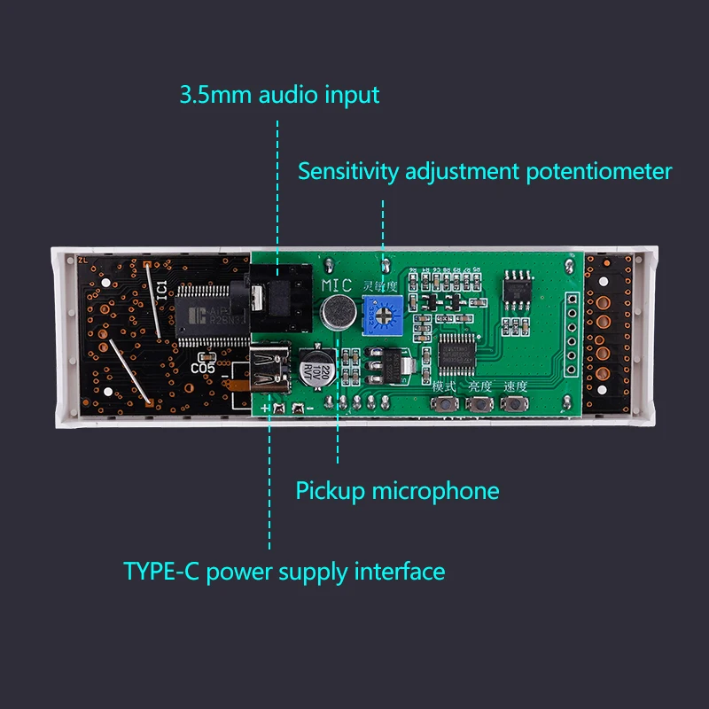 Mini Audio spektrum muzyki sterowanie głosem wyświetlacz Led Pickup rytm wskaźnik poziomu VU metrum atmosfera lampa dekoracja stołu