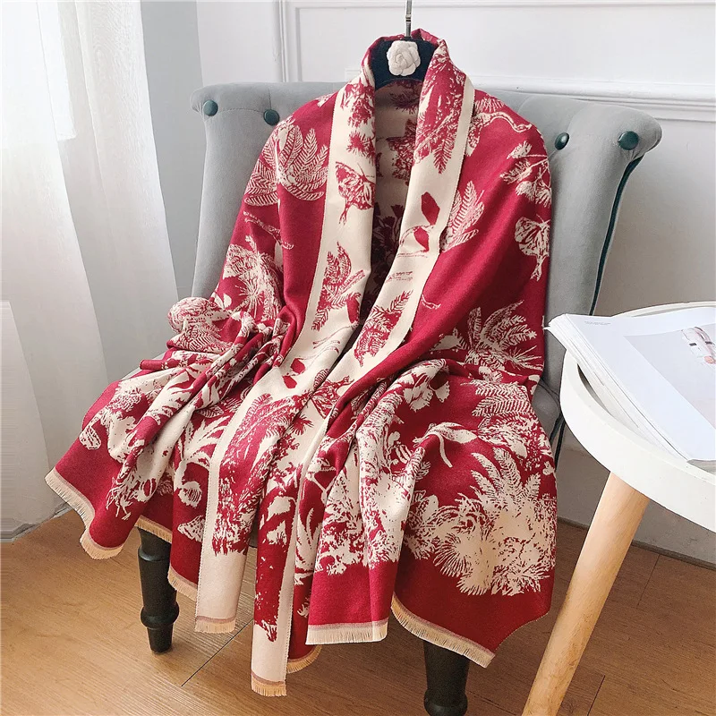 

New autumn and winter imitation cashmere scarf shawl elegant fashion scarf zoo pattern women's warm scarf