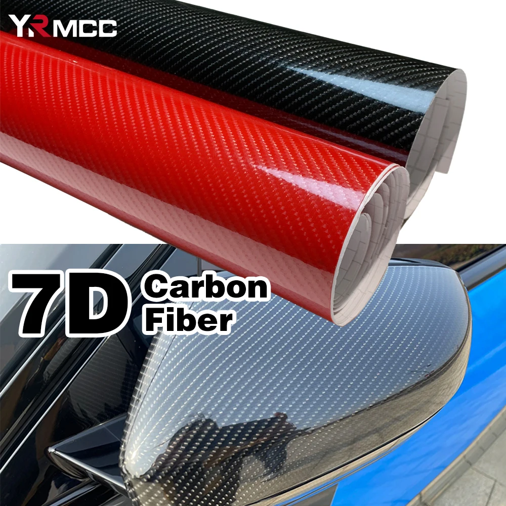 7D Carbon Fiber Auto Tuning Film Vinyl Wrap Black Red Car Stickers Waterproof Adhesive Motorcycle Stickers for Cars Accessories