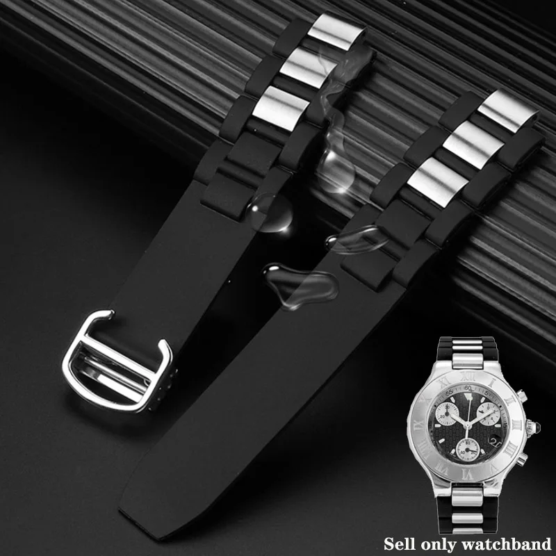 Высококачественный силиконовый ремешок с выпуклым 20 мм * 10 мм для Cartier 21 Chronoscaph спортивный водонепроницаемый ремешок для часов W10198U2 W10197U2 ремень