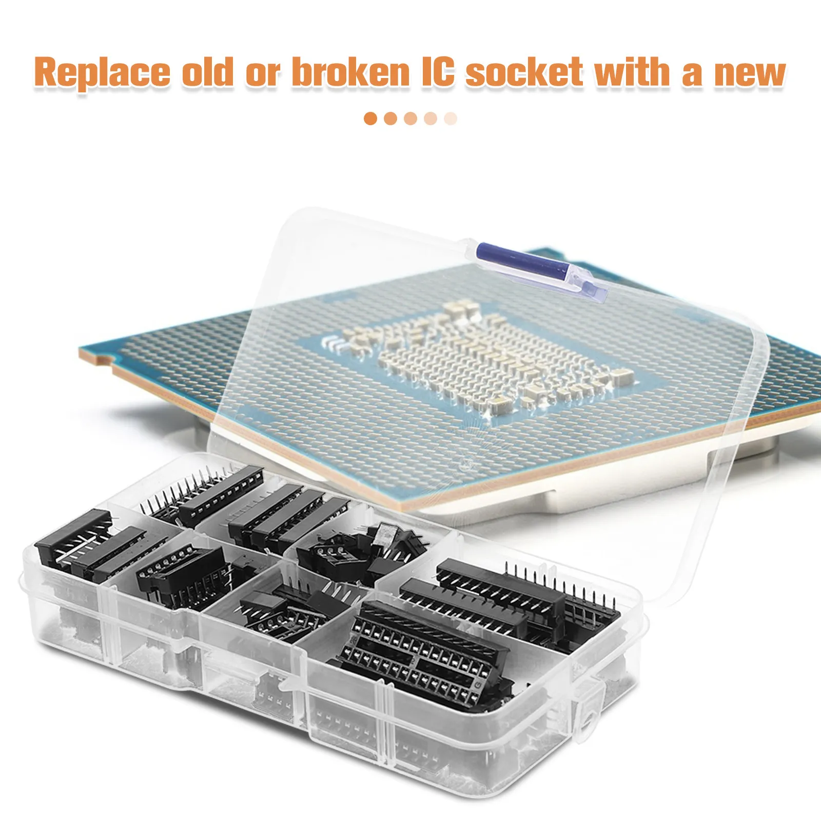 Ic Socket Set Dip 6 8 14 16 18 20 24 28 Pin Integrated Circuit Socket DIY Ic Chip Holder Durable Use Microcontroller Base