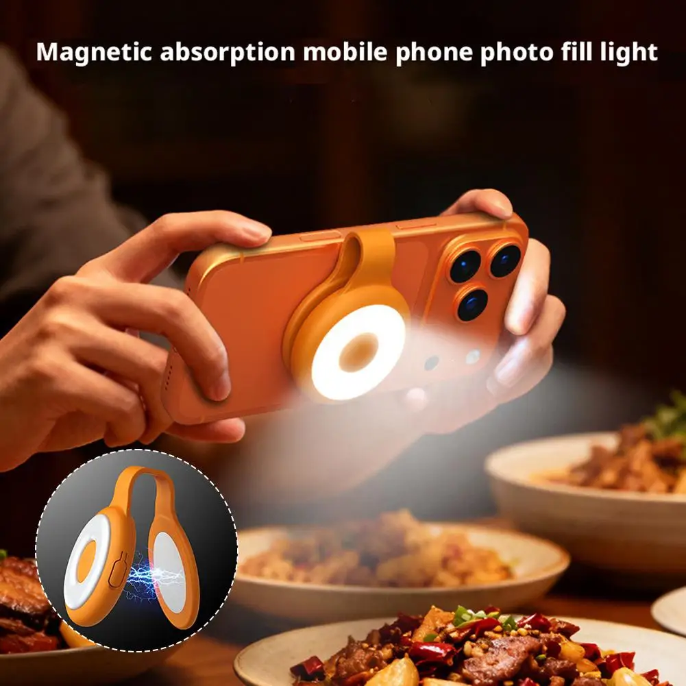 Magnetic Light for MagSafe iPhone 3 Light Modes Portable Phone Light with Rechargeable Battery Compact LED Phone Light