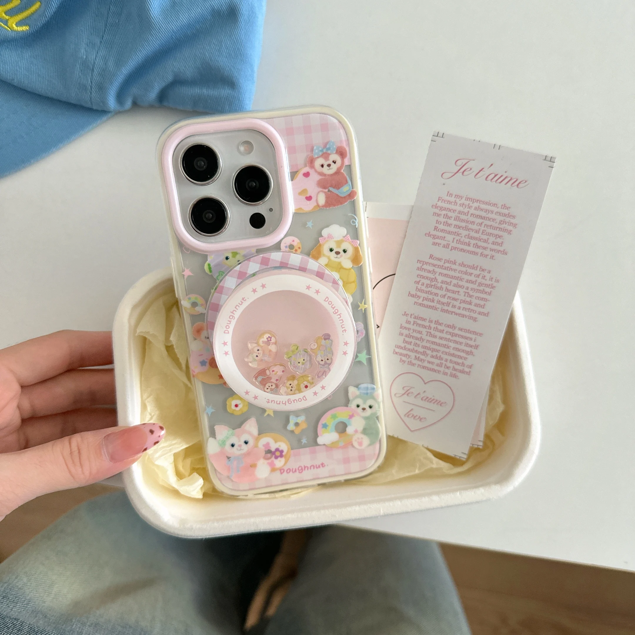 

Disney For StellaLou Cookie Ann LinaBell Magnetic Swaying Toy Bracket Transparent High-Quality For iPhone16 14 15 Pro Max Case