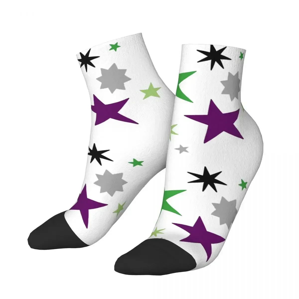 

Тонкие носки Aroace Pride Stars (зеленый и фиолетовый флаг) Harajuku, высококачественные чулки, всесезонные носки для мужчин и женщин, подарки