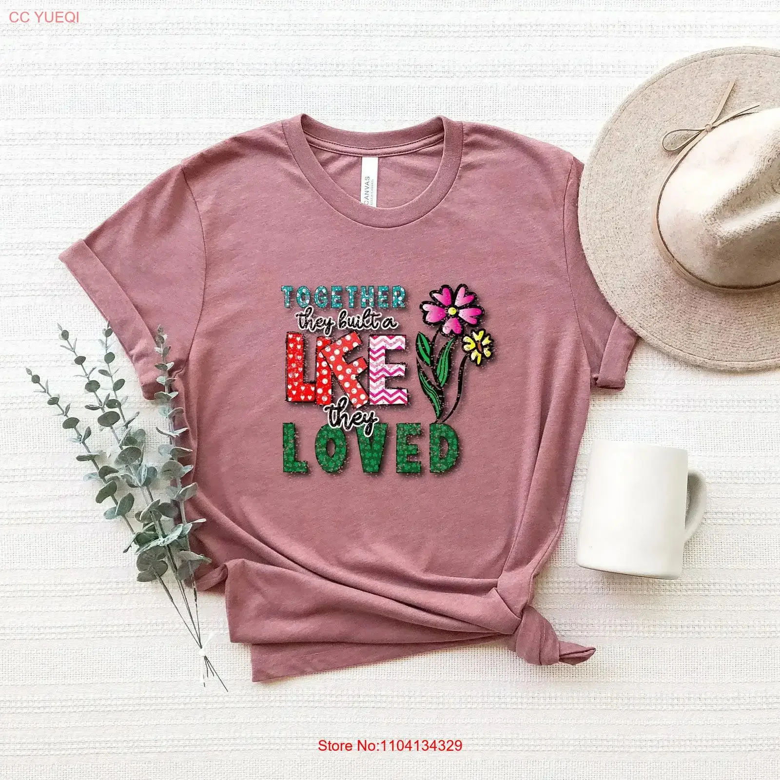 Together They Built a Life Loved T Shirt Love Mom Newly Married Couple Honeymoon Outfit Romantic Wifey vintage Washed Stylish