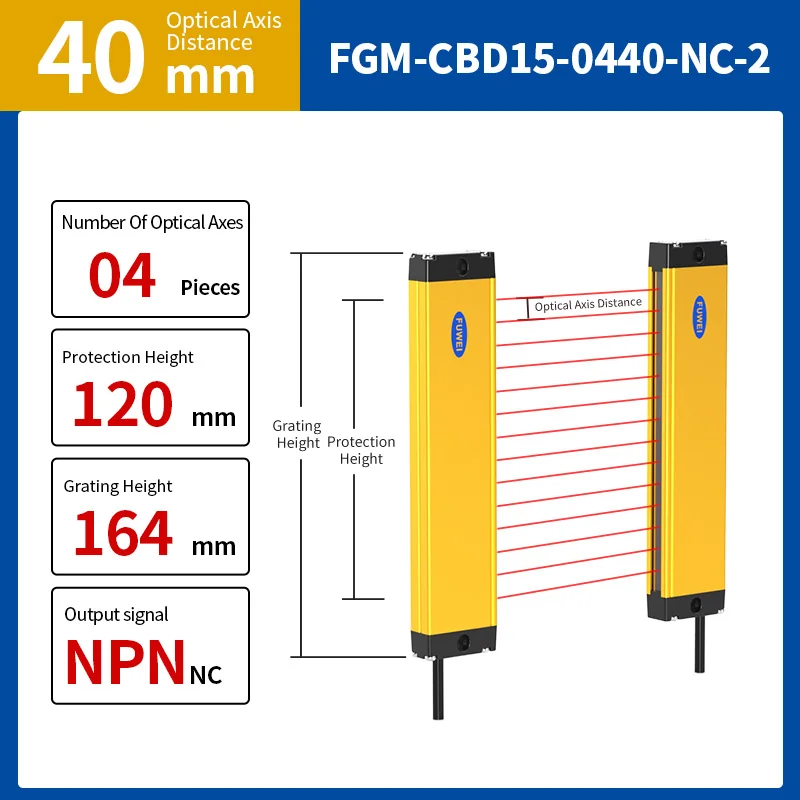 

FGM-CBD15-0440-NC-2 DC24V Human body protection device Infrared safety light curtain