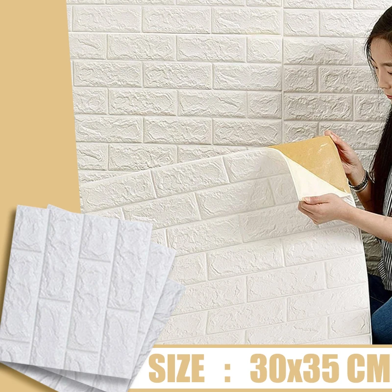 Solid Color European Style Faux Brick Wall Sticker Self Adhesive Background Decor Wallpaper for Home DIY Craft Projects Wall Art