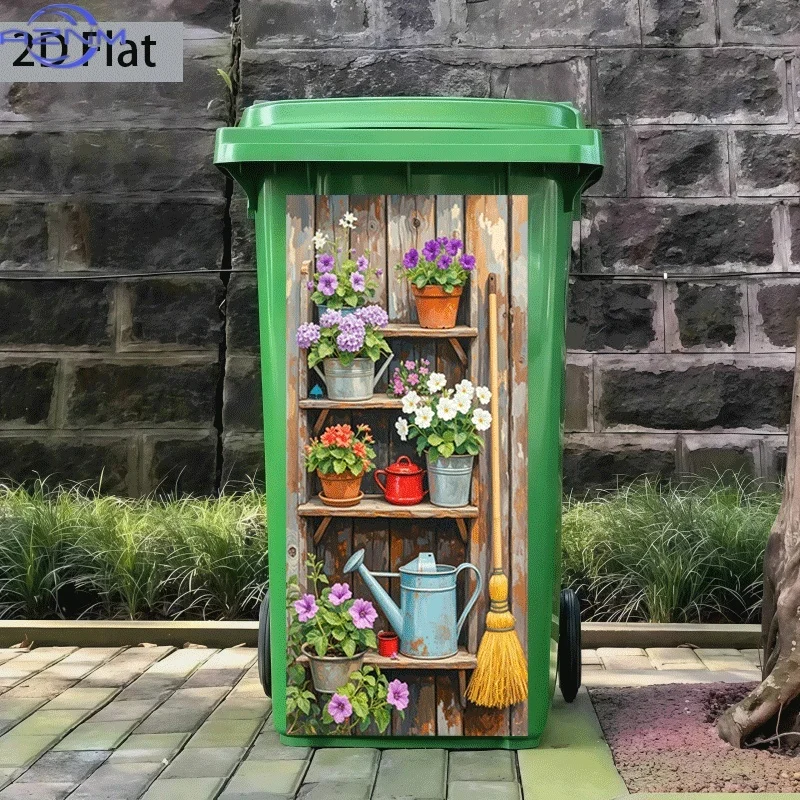 2D Flat Printing 1pc Trash Can Sticker 37×82cm 