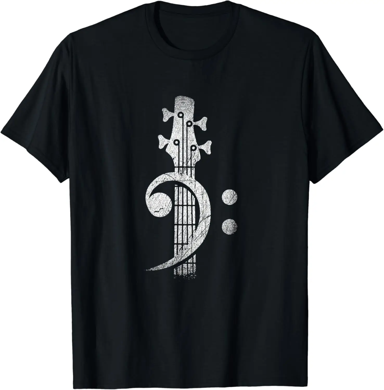 Bass Cleff Headstock Bass Guitar T-Shirt Music Gifts Custom Printed Graphic Shirts Unisex Summer Soft Tops Camisetas