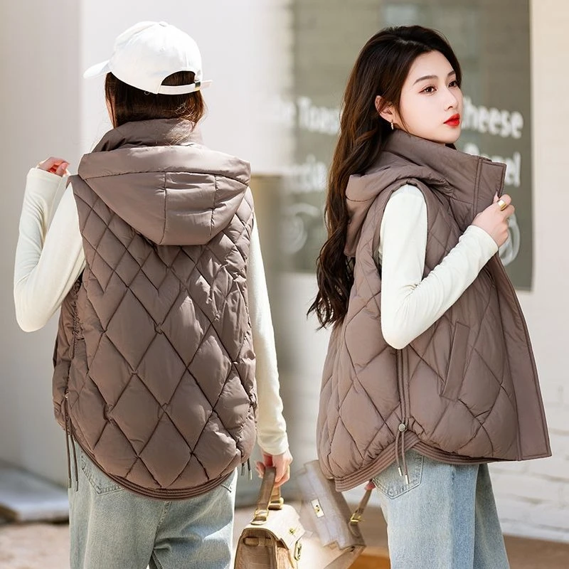 

Warmth Style Women's Detachable Hood Down Vest Loose Oversized Cape for Autumn Winter 2025​
