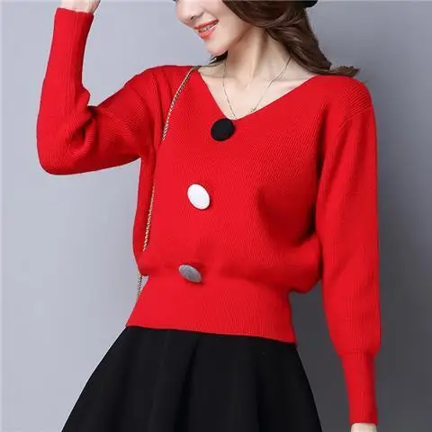 Autumn and Winter New Knitted Base Layer Loose Spring Top Pullover Sweater Women