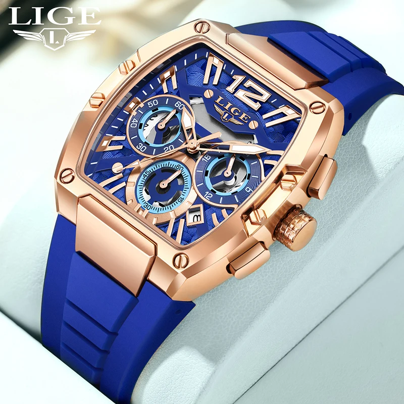 

LIGE Casual Quartz Wristwatch Men Fashion Waterproof Men's Watches Sport Silicone Strap Male Luminous Clock Relogio Masculino