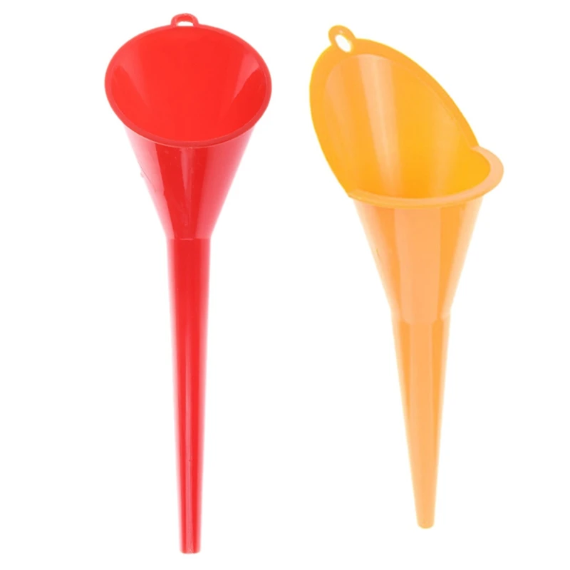 2Pcs Car Fueling Funnel Gasoline Engine Oil Additive Motorcycle Agricultural Machinery Funnel - Yellow & Red