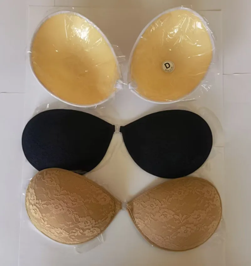 Sexy Lace Women's Bra Invisible Push Up Bra Self-Adhesive Silicone Seamless Front Closure Wedding Sticky Backless Strapless Bra