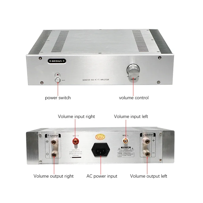 BRZHIFI Audio Classic Class AB Power Amplifier Refer to Berlin 933 Audiophile Stereo Amp For Speaker Home Theater Sound HiFi